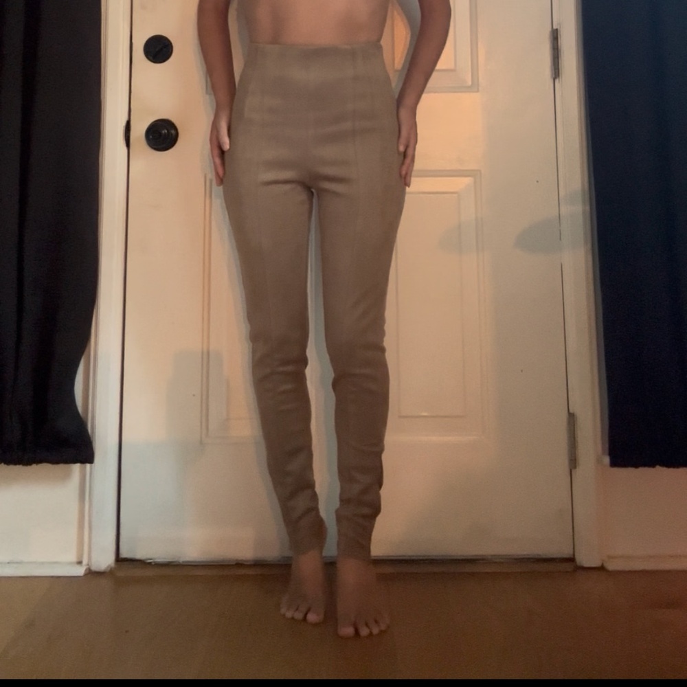 Faux Suede Seam Pants